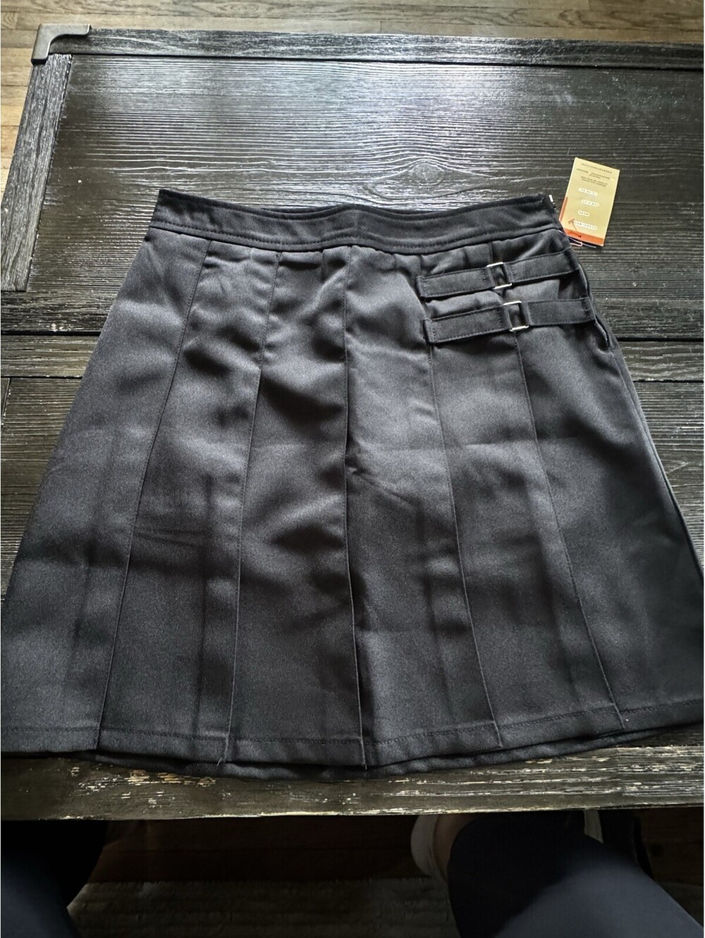 French Toast Girls Black Skort Size 14 Pleated Buckle Detail Built In Shorts NWT
